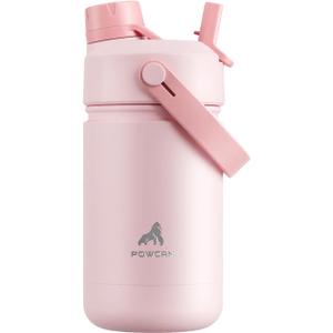 12 oz Kids Insulated Water Bottle for School: 2-in-1 Straw Spout Lid, Leakproof, BPA-Free, Keep Cold 24H, Insulated Stainless Steel Cup for Travel, Camping, Gift for Girls Daughters (Cotton Candy)