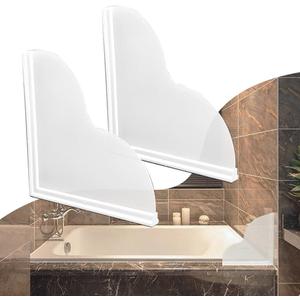Shower Splash Guard Kit, Large Splash Guards for Bathtub Waterproof Self-Adhesive Shower Corner Guards to Keep Water in Shower or Bath, Pack of 2 (9.25 x 9.25 inches) (White)