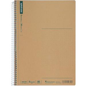 Maruman Spiral Note Basic Dot Grid Notebook- A5, 5.83" x 8.27", 80 Sheets / 160 Pages, 5mm Dotted Journal, Perforated Pages & Wire-Bound to Lay Flat, Sturdy Kraft Cover, Made in Japan