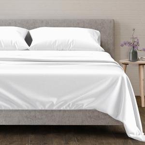 Mayfair Linen 100% Egyptian Cotton California King Size Sheets Set - 4 PC Luxury Set, 600 Thread Count Egyptian Cotton Sheets Cal King Size (White), Cooling, 16" Deep Pocket Sateen Hotel Bedsheet (23 - Bright White)