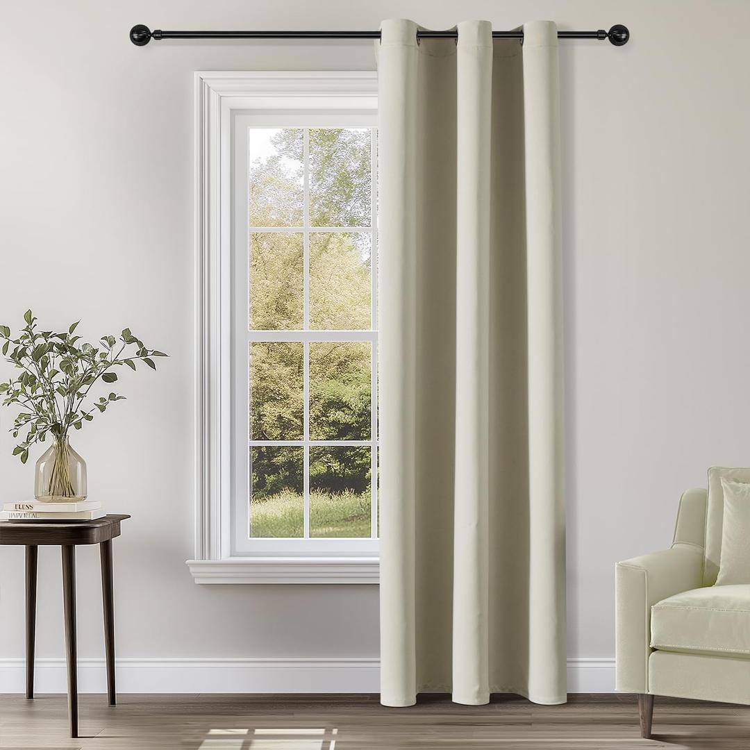 ChrisDowa Blackout Curtains 72 inches Long for Bedroom - Grommet Thermal Insulated Room Darkening Curtains for Living Room (1 Panel, Beige, 42 x 72 Inch)