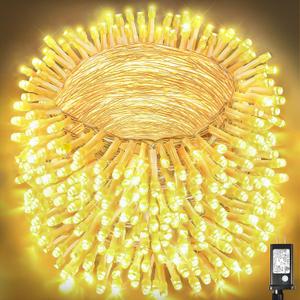 328ft 1000 LED Christmas Lights Outdoor Waterproof, Warm White Christmas String Lights Indoor Clear Wire 8 Modes, Plug in Twinkle Fairy String Lights for Bedroom Wedding Classroom Garden Decorations