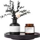 Wood Lazy Susan Organizer Kitchen Turntable for Cabinet Farmhouse Bathroom Decor Round Decorative Tray for Vanity, Counter, Sink, Coffee Table, 9 Inch, Black