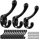 Coat Hooks, 16 Pack Black Metal Heavy Duty Screw-in Wall Hooks for Closet, Backpack, Bag, Clothes - Mounted Door Hooks for Classroom, Cubby Organization
