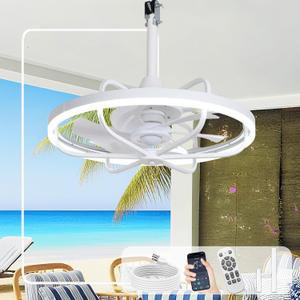 Depuley 20" Outdoor Ceiling Fan with Lights, White Waterproof Gazebo Hanging Fan with Remote App Control, Dimmable Plug in Caged outdoor Ceiling Fans for patios Porch 6-Speeds
