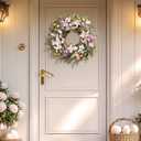 DecorbyHannah Easter Egg Wreaths for Front Door, 22" Spring Door Wreath with Hydrangeas Flowers, Artificial Floral Wreath with Pastel Electroplated Eggs for Home Wall Window Indoor Outdoor Decor