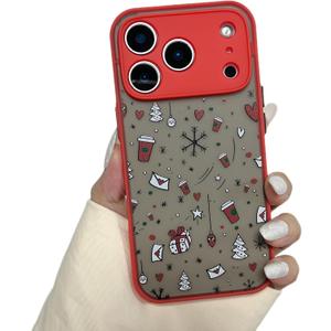 ZTOFERA Christmas Case for iPhone 17 Pro Max,Cute Merry Christmas Pattern Phone Case Gifts Translucent Silicone Hard PC +TPU Bumper Shockproof Cover for iPhone 17 Pro Max 6.9 inch-Christmas Coffee