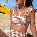 Herseas Women's Tie Shoulder Bikini Sets 2 Piece Striped Swimsuits High Waisted Bathing Suits, Medium