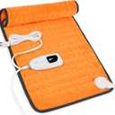 Deepsoon Heating Pad,Electric Heating Pads for Back,Neck,Abdomen,Moist Heating Pad for Shoulder,Knee,Arms,Legs,Dry/Moist Heat & Auto Shut Off,Birthday Gifts for Men and Women,Orange Black,24x12 Inch