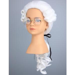 morvally Kids Colonial Judge Wig and Glasses 18th Century Costume White Powered Hair Wig for Children Halloween Costume Cosplay (White)