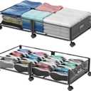 Under Bed Storage with Wheels, 31.5in / 35L Large Rolling Underbed Storage, Underbed Drawer on Wheels, Tool-free Assembly Metal Under Bed Drawers Organizer Container for Bedroom Shoes Clothes Toys, Black (2 Pack (31.515.7"))