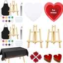 Nuberlic Galentines Paint and Sip Kit for Adults Date Night 2 Pack 8" Canvas Boards for Valentines Day Gift DIY Painting To Do With Girlfriend Heart Shaped Kits