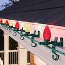 SURAIELEC C9 LED Christmas Lights with Clips, 67FT 100 Count Outdoor Christmas Roof Lights with Spring Clips, Red & Warm White String Lights for House, Gutters, Shingles, Roofline, UL Listed