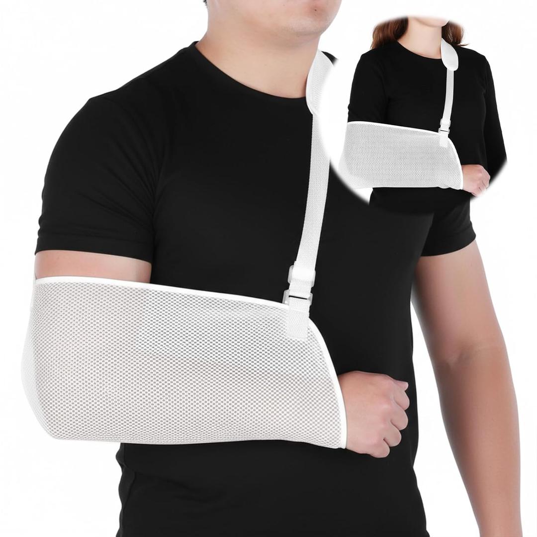 ElevateTech Mesh Arm Shoulder Sling, Breathable Shoulder Immobilizer Shower Adjustable Suitable for Left And Right Arms Comfort Type (White)