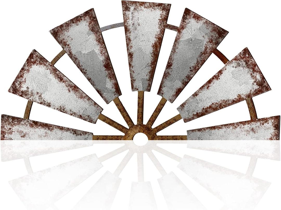 Yookeer Farmhouse Living Room Wall Decor Wood Windmill Rustic Wooden Wall Art Decorative Windmill Sculpture Home Decor for Bedroom Nursery Dorm Home(11.4 x 5.5 Inches,Semicircle)