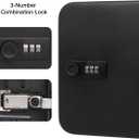 Decaller 20 Key Storage Lock Box with Code, Wall Mount Metal Security Key Cabinet with Combination Lock, 7.87" x 6.30" x 2.95", Black