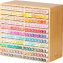 walowalo Marker Organizer Hold 176 Markers Marker Storage Bamboo Pen Holder Art Supply Pencil Storage Organizer Gift 22 Compartments All-in-One Marker Storage for Home Office Desk Classroom