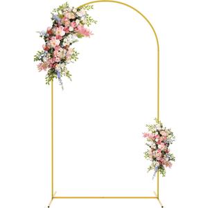 Asee'm 7.2FT Metal Arch Backdrop Stand Gold Arched Backdrop Frame for Wedding Party Ceremony Birthday Bridal Baby Shower Garden Floral Balloon Arch Decoration (7.2x4FT(HxW))