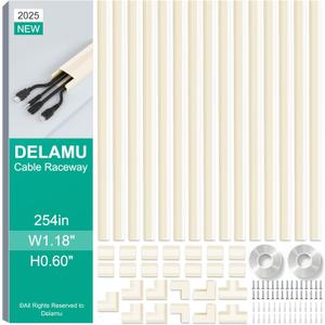 Delamu Cord Covers for 3-4 Wires on Wall, 254in Cable Hider Cord Hider, Large Wire Hider Wire Covers for Cords on Wall, Beige TV Cord Hider for Wall Mounted TV, 15x L16.9 W1.18 H0.6in, Beige