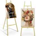 Gold Easel Stand for Sign, Heavy Duty Metal Display Easel with Adjustable Chain, Art Easel for Painting, Wedding Sign, Posters & Commercial Display