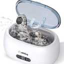 Adiding Jewelry Cleaning Machine, 650mL Ultrasonic Glasses Rings Cleaner Professional Denture Coins Watch Cleaner with 5 Digital Timer Degas Mode Diamond Earrings Necklaces (Blue)