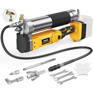 2-IN-1 Cordless Grease Gun for De-Walt 20V Battery, 12000PSI Electric Grease Gun Kit with Lock-On Trigger, 39.4" Hose Work with Bulk &Cartridge Grease for Truck, Farm Equipment (Battery Not Included)