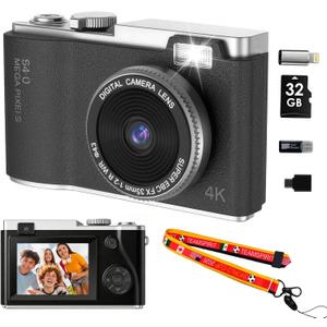 Point and Shoot Digital Cameras, Kid Digital Camera with Lanyard & 32GB