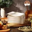 Irenare 12 Pcs 8 Inch Rectangular Salad Plates White Rectangular Porcelain Dessert Plates Appetizer Serving Tray Porcelain Platters for Fruit Sushi Dinner Parties, Microwave, Oven Safe