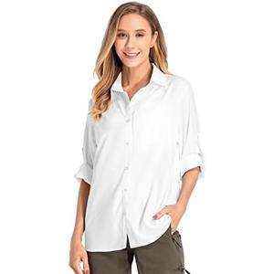 Women's UPF 50 Long Sleeve Sun Protection Shirts Quick Dry Outdoor Fishing Hiking Travel Shirt, 2XL