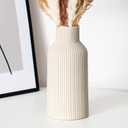 Bohemian Beige Ceramic Vase - for Pampas Grass, Mantel, Bookshelf, Entryway and Living Room Decor (Beige, 7in)