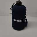 Hydro Gallon - 1 Gallon Water Bottle Jug with Insulated Sleeve and Straw Lid, Handle, Time Marker, Pocket, Shoulder Strap. Daily Intake Leakproof BPA free Large Big Bottle. 128oz (Navy Blue)