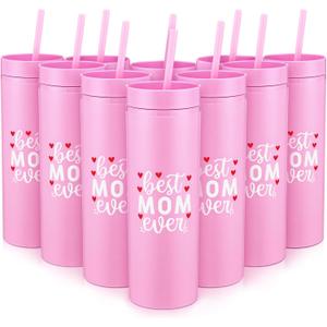 40 Pack Mother's Day Cups Bulk Gifts for Mother 16 oz Best Mom Ever Acrylic Tumbler Bulk with Lid and Straw Reusable Plastic Cup Gifts for Mom Group Grandma Woman Church Party Favors for Home Office