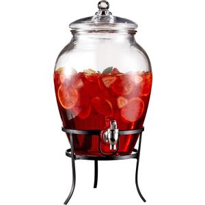 Style Setter Beverage Dispenser Cold Drink Dispenser Glass Jug, Metal Stand & Leak-Proof Acrylic Spigot Great for Parties, Weddings & More (2.64 Gallon)
