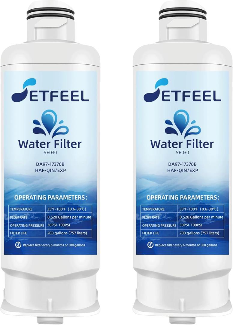 DA97-17376B Water Filter Replacement for Samsung Refrigerator Rs27t5200sr Rs22t5201sr Rf27t5201sr Rf29a9671sr Haf-qin/exp rf27t5241sr rf28t5001sr rf27t5201sg rf28r7201sr rf28r7351sr, 2 Pack
