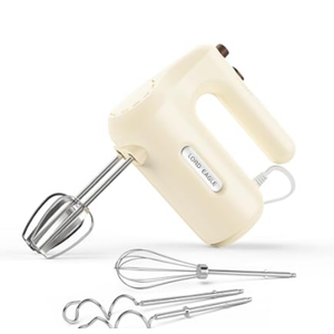 Lord Eagle 5-Speed Hand Mixer Electric Heldhand, 300W Compact Mixer for Baking, Egg Beater, Blending or Cooking, Portable & Lightweight, 5 Accessories, Beige Color
