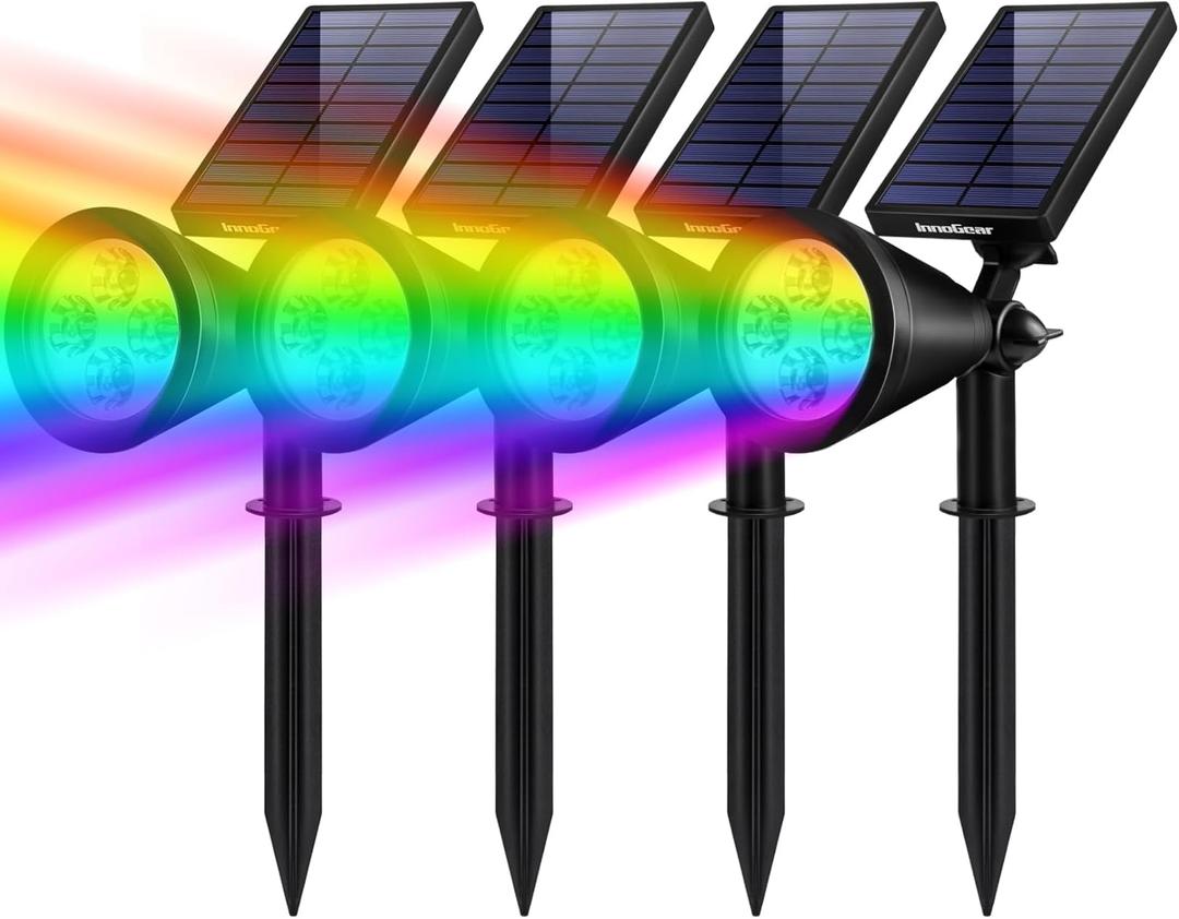 InnoGear Solar Lights Outdoor Waterproof Solar Garden Light for Outside Yard Landscape Lighting Pathway Spot Lights Spotlight Wall Light Auto On/Off, Pack of 4 (Multicolor)