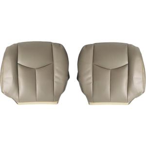 NLQR Medium Neutral Tan 522 Front Driver & Passenger Side Bottom Replacement Leather Seat Cover Compatible with Chevy Silverado GMC Sierra 1500 2500 3500 HD 2003 2004 2005 2006 2007