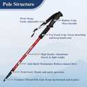 TheFitLife Nordic Walking Trekking Poles - 2 Sticks with Anti-Shock and Quick Lock System, Telescopic, Collapsible, Ultralight for Hiking, Camping, Mountaining, Backpacking, Walking, Trekking, From 26" to 51.2"