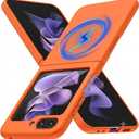 Magnetic for Galaxy Z Flip 5 Case, Compatible with Wireless Charging, Slim Anti-Yellow Matte Hard PC Protective Cute Case for Galaxy Z Flip 5, Orange