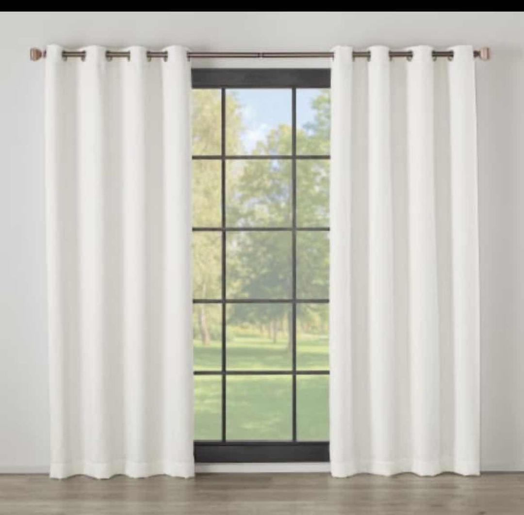 MODAVARI HOME FASHIONS PALMA BLACKOUT THERMAL LINED SINGLE PANEL GROMMET BOUCLE TEXTURE PANEL B162 W 1160.02 cm x 132.08 cm), Off White