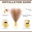Otoolling 2 Pieces Hanging Plant Wall Decor with Artificial Pampas Grass Metal Hanging Vase Modern Geometric Farmhouse Bohemian Wall Art for Living Room Bedroom Kitchen Office(Gold, Light Brown)