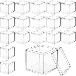 CHENGU 18 Pack Acrylic Boxes Clear Cube Small Square Storage Box with Lid Acrylic Display Small Container Clear Candy Cubes for Candy Jewelry Display (2.2 x 2.2 x 1.8 Inch)