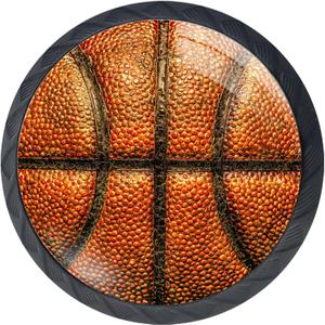 4 Pack Basketball Kitchen Cabinet Knobs Round Drawer Pulls Dresser Cupboard Door Handles (1.37"L x 1.1"W)