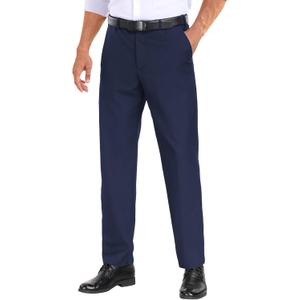 COOFANDY Mens Dress Pants Expandable Waist Wrinkle Free Suit Pants Flat Front Casual Dress Slacks (34W x 28L, Navy Blue)