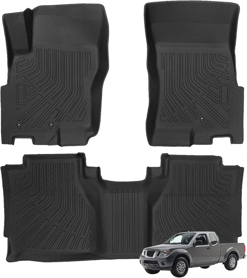 Priprilod Floor Mats Fit for Nissan Frontier Extended Cab 2005-2021 All Weather Protector TPE Floor Liners Custom Fit Car Mats Non-Slip，Only Fit Extended Cab/King Cab