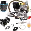 High-Performance 50CC 4-Stroke GY6 Carburetor for 49cc-50cc Scooters and Mopeds, Compatible with 139QMB 139QMA Engines, Includes Intake Manifold