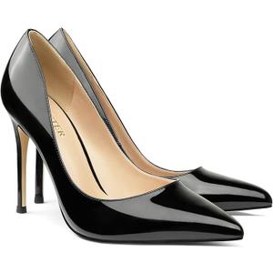 COLETER Women's 4 Inch Pumps Pointy Toe Wedding Dress Shoes Slip on Stiletto Pumps, Size 7