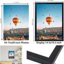 JCJMY 15x20 Picture Frame - Black, Horizontal & Vertical Formats for Wall Hanging, 15 x 20 Gallery Frame for Photos & Posters