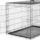 Amazon Basics Portable, Foldable Metal Wire Dog Crate with Removable Tray, Divider Panel, Easy to Assemble, for Large Dogs, 48 x 30 x 32.5 in, Black