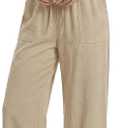 Cotton Linen Pants for Women Casual Wide Leg Trousers with Pockets | High Waist, Drawstring Elastic Waist, Palazzo Pants, Lightweight Lounge, Work Lounge Pant Beach Vacation